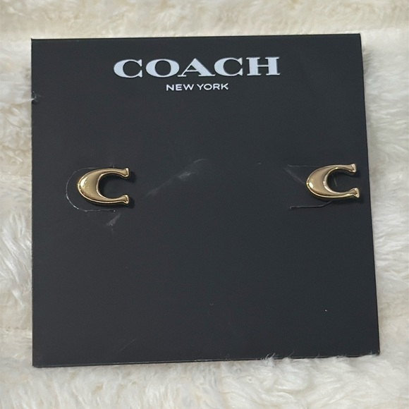 Coach Gold Logo Earrings - Picture 1 of 2